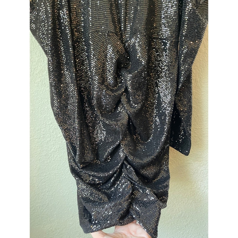 New Flounce London Women's Black Sequin Mini Dress Long Sleeve Party UK 16 US 12 - Picture 4 of 6